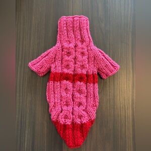 Pink Handmade Knitted Dog Sweater - Size Small